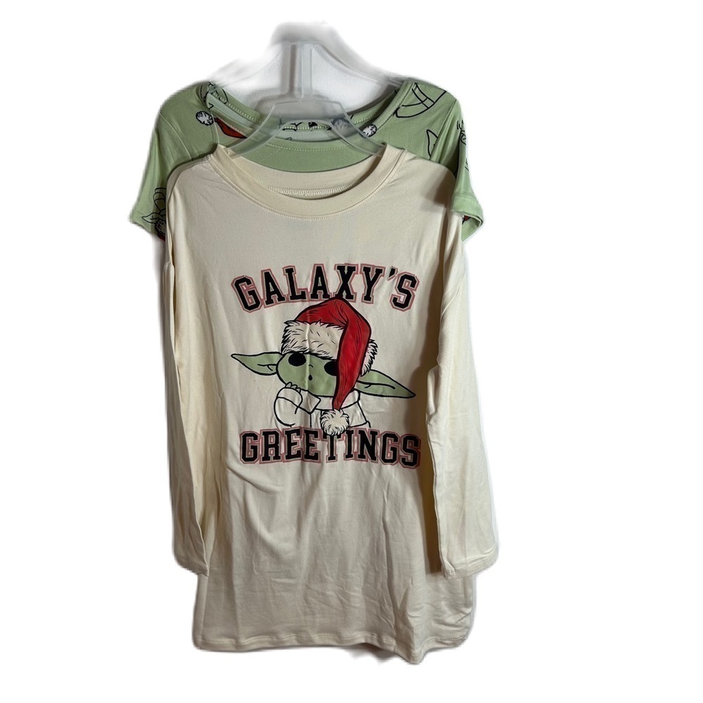 Star Wars Tunic Dress Bundle NWT 4/5 XS Yoda Disney Cream Green Santa Hat